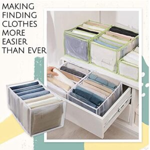 [2 PCS + 1 Free] Wardrobe Clothes Organizer for Folded Clothes - 7 Grid Wardrobe Clothes Organizer for Jeans, Underwear, T-Shirts, Leggings - Wardrobe Closet Organizer - Mesh Nylon(Black)