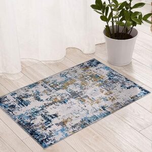 fashriend katina door mat rug-2'×3' machine washable area rug non slip modern abstract rug pad small boho rug for living room dining laundry room bedroom bathroom kitchen classroom office-colorful