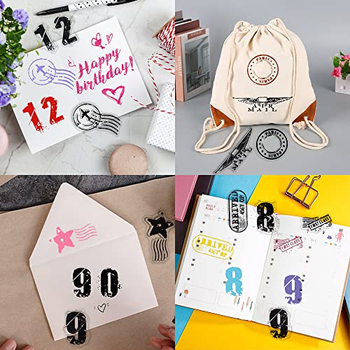 Modixun 4 Themes 34Pcs Clear Stamps, Retro Rubber Clear Stamp, Transparent Silicone Clear Stamps Seal for DIY Scrapbooking Card Making Decoration, Style A