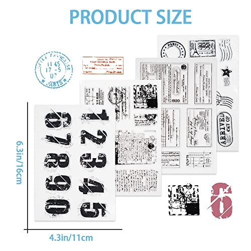 Modixun 4 Themes 34Pcs Clear Stamps, Retro Rubber Clear Stamp, Transparent Silicone Clear Stamps Seal for DIY Scrapbooking Card Making Decoration, Style A