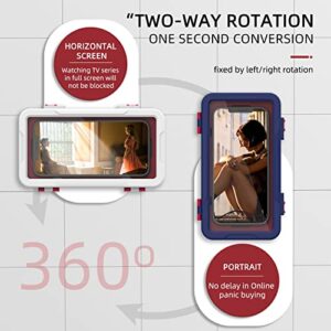 ANGVOG Waterproof Shower Phone Holder, 360° Rotation Anti-Fog Touch Screen Wall Mount Phone Stand for Bathroom Bathtub Kitchen Compatible with Under 6.8 Inch Cell Phones