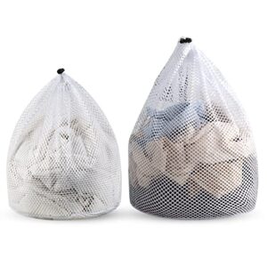 mesh laundry bag - machine washable drawstring design travel mesh laundry wash bags for blouse, hosiery, stocking, underwear (2 pack)