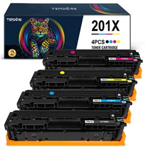 tesen 201x cf400x (with new chips) remanufactured toner cartridge replacement for hp 201x cf400x for hp color pro m252n m252dw mfp m277n m277dw m277c6 m274n (black, 4pk) green series