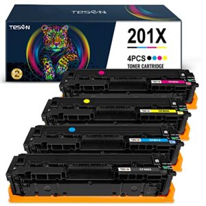 TESEN 201X CF400X (with New Chips) Remanufactured Toner Cartridge Replacement for HP 201X CF400X for HP Color Pro M252n M252dw MFP M277n M277dw M277c6 M274n (Black, 4PK) Green Series