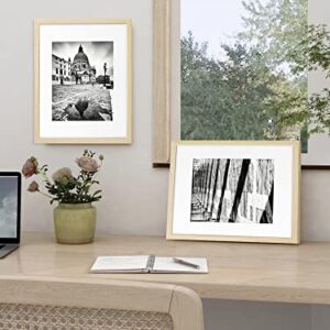 SUMGAR 8x10 Picture Frame with Mat Display Pictures, 𝗡𝗮𝘁𝘂𝗿𝗮𝗹 𝗢𝗮𝗸 𝗪𝗼𝗼𝗱 11x14 Photo Frame 𝗦𝗶𝗺𝗽𝗹𝗲 𝗳𝗼𝗿 𝗧𝗮𝗯𝗹𝗲𝘁𝗼𝗽 𝗗𝗲𝘀𝗸 Gallery Wall Mounted Display Set of 2