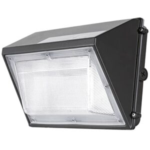 zjojo 120w led wall pack light with dusk-to-dawn photocel, 5000k 14400lm commerical security lighting, 800w-1000w hps/hid equiv. 120v outdoor lighting fixtures, ip65 waterproof area lights, etl listed