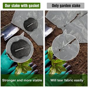 Whonline 100pcs 6 Inch Landscape Staples Set, 50pcs Galvanized Garden Staples and 50pcs Gasket, 11 Gauge Heavy Duty Fabric Staples for Securing Lawn Fabric, Weed Barrier