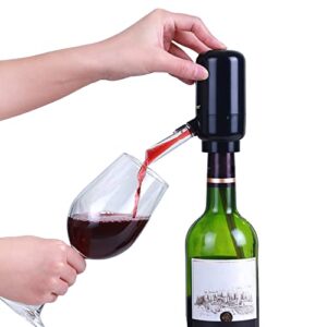 electric wine aerator pourer, automatic portable smart wine decanter and wine dispenser pump wine oxidizer for red and white wine(black)
