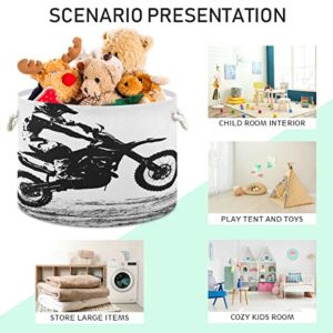 xigua Motocross Rider Round Storage Basket Collapse Canvas Fabric Storage Bin with Handles for Organizing Home/Kitchen/Kids Toy/Office/Closet