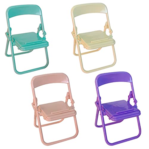 4Pcs Foldable Chair Cell Phone Stand Desktop Multifunction Mobile Phone Holder Lazy Phone Stand