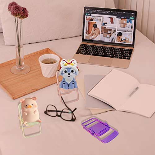 4Pcs Foldable Chair Cell Phone Stand Desktop Multifunction Mobile Phone Holder Lazy Phone Stand