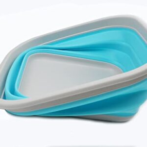 SAMMART 5.5L (1.4 Gallons) Collapsible Tub - Foldable Dish Tub - Portable Washing Basin - Space Saving Plastic Washtub (Grey/Cyanine, 1)