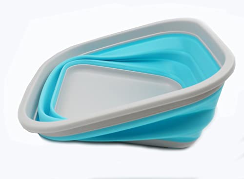 SAMMART 5.5L (1.4 Gallons) Collapsible Tub - Foldable Dish Tub - Portable Washing Basin - Space Saving Plastic Washtub (Grey/Cyanine, 1)