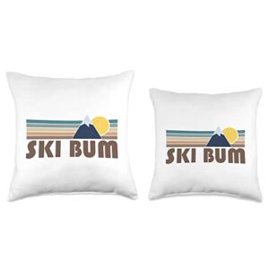 Ski Bum Mountain Retro Designs Ski Bum Retro Mountain Throw Pillow, 18x18, Multicolor