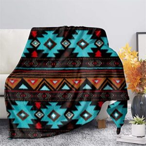 GLENLCWE Tribal Indian American Navajo Aztec Print Fuzzy Flannel Blanket,Throw Blanket Cozy Bed Throw Decor Cover Skin Friendly