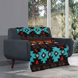 GLENLCWE Tribal Indian American Navajo Aztec Print Fuzzy Flannel Blanket,Throw Blanket Cozy Bed Throw Decor Cover Skin Friendly