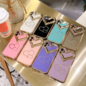 BANAILOA Sparkle iPhone 11 Cute Case,Luxury Plating 3D Love Hearts Case Camera Cover Protective Soft TPU Girly Black Gold Case Designed for iPhone 11-6.1 inch (Black)