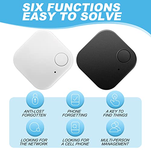 6 Pack Key Finder Bluetooth Tracker Smart Item Locator Tracking Luggage Tracker GPS Anti Lost Bluetooth Phone Tracking Device App Control Item Finders with Ropes for Wallet Kids Dog Remote Black White