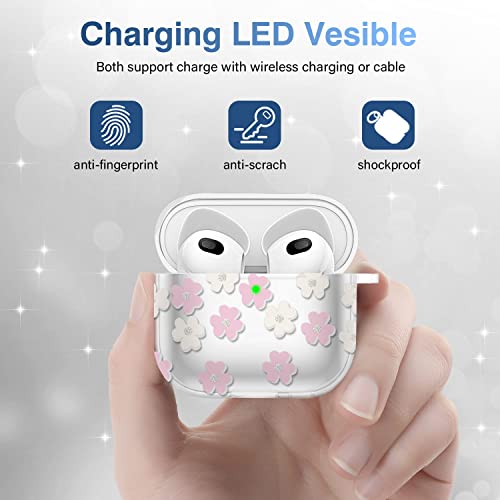 Valkit Airpods 3 Case 2021 Flowers Cute Airpods 3rd Generation Case Cover Clear Soft TPU Flexible Apple Airpods 3 Charging Case with Keychain for Women Girls (Sunflower)