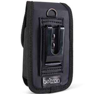 Universal Flip Phone Case, BELTRON Leather Vertical Pouch for TCL Flip Pro, Alcatel Go Flip 4, Go Flip V, MyFlip, Cingular Flip 2, Nokia 2720V (with Belt Loop, Metal Belt Clip & Dual Magnet Closure)