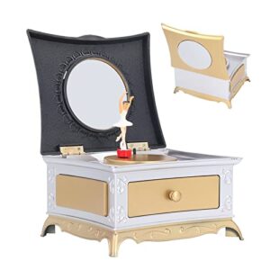 Qinlorgo Jewelry Box, Girls Jewelry Box Silver White Dancing Girl for Small Items Collection