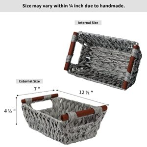 GRANNY SAYS Wicker Storage Baskets for Shelves, Trapezoid Woven Basket, Waterproof Storage Wicker Baskets for Organizing, Gray, 2-Pack