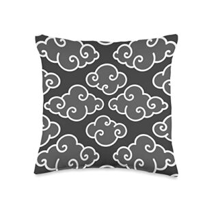 Anime Cloud lovers Gray Tradition Oriental Cloud Japanese Chinese Pattern Throw Pillow, 16x16, Multicolor