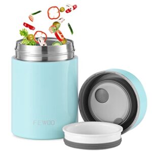 fewoo soup thermos,food container for hot cold food, vacuum insulated stainless steel lunch box for kids adult,leak proof food jar for school office picnic travel outdoors (blue 13.5 oz)