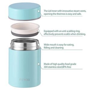 FEWOO Soup Thermos,Food Container for Hot Cold Food, Vacuum Insulated Stainless Steel Lunch Box for Kids Adult,Leak Proof Food Jar for School Office Picnic Travel Outdoors (Blue 13.5 oz)