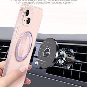 EWA Magnetic Phone Grip and Stand with Silicone Finger Strap for Magsafe, Ring Holder Adjustable Kickstand Loop, Only for iPhone 13, 12 Pro/Pro Max/Mini (MG201-RoseGold)