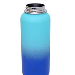 WKZXNIU Stainless Steel Water Bottle with Straw, 32oz, BPA Free, Leak Proof, 2 Lids, for Gym Travel and Camping (Blue/Green)…