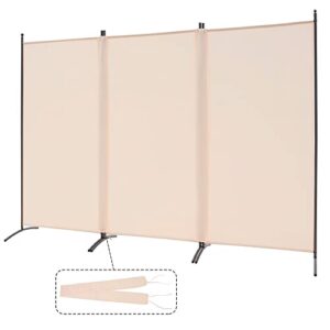 spurgehom room divider,3 panel folding partition privacy screens, freestanding fabric room panel, portable folding room divider wall for office, room,restaurant，102" w x 71" h beige