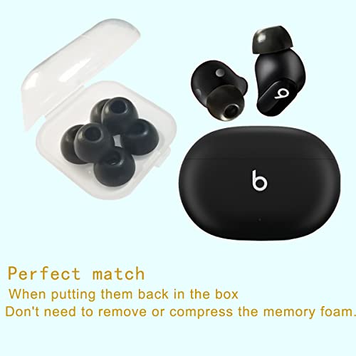 Luckvan Earbuds Tips for Beats Studio Buds Memory Foam Tips for Beats Earbuds Replacement Earhook for Beats Studio Buds Ear Tips fit in Charging Case, Black