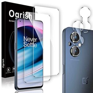 ogrish 2 pack tempered glass screen protector for oneplus nord n20 5g with 2 pack camera lens protector,anti-fingerprint,shatter proof,hd clarity