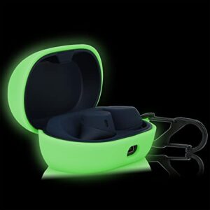 lefxmophy case cover compatible with jabra elite 7 active green silicone protective protector skin glow in dark with clip