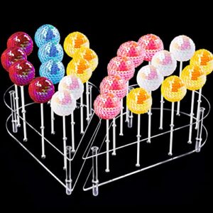 nihome cake pop stand non sticking out, 24 holes acrylic cake pop holder, lollipop cakepopsical stand for wedding birthday party celebration, heart shaped