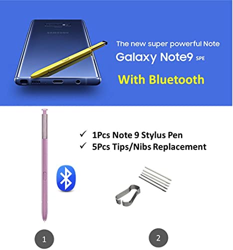 F-TECH Note 9 Stylus Pen (WithBluetooth) Replacement for Samsung Galaxy Note 9 N960 All Versions Stylus Touch S Pen with Tips/Nibs (Purple)