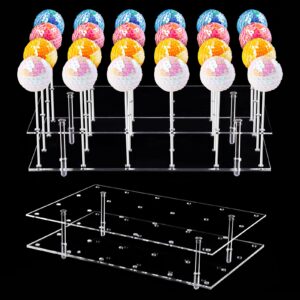 nihome cake pop stand 24 holes aryclic display stands for dessert table 2-tier cupcake lollipop candy display for wedding party anniversary holiday celebration (rectangle)