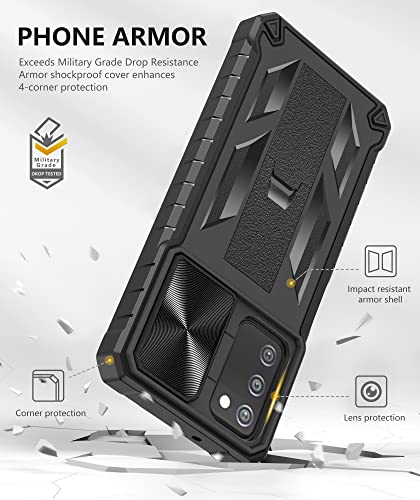 for Samsung Galaxy A03s Protective Case: Military Grade Drop Proof Full Protection Mobile Phone Cover with Kickstand | Durable Rugged Shockproof TPU Matte Textured Tough Bumper Shell