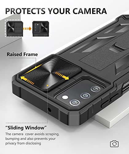 for Samsung Galaxy A03s Protective Case: Military Grade Drop Proof Full Protection Mobile Phone Cover with Kickstand | Durable Rugged Shockproof TPU Matte Textured Tough Bumper Shell