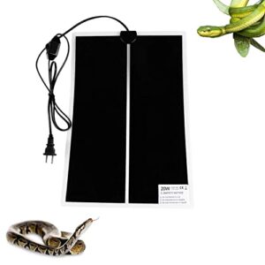 xiehuza reptile heating mat with temperature adjustment, waterproof reptile heat pad under tank terrarium heater for amphibians, small animals, seeding (20w - 16.5 x 11 in)