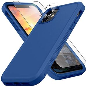 aopre iphone 11 case,with [tempered glass screen protector]+[camera lens protector], protective heavy-duty tough rugged non-slip protective case,6.1 inch, blue
