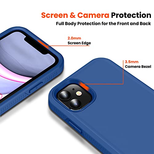 AOPRE iPhone 11 Case,with [Tempered Glass Screen Protector]+[Camera Lens Protector], Protective Heavy-Duty Tough Rugged Non-Slip Protective Case,6.1 Inch, Blue