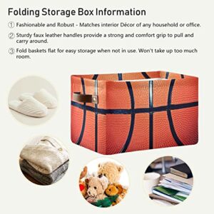 Sport Basketball Storage Bin Canvas Toys Storage Basket Bin Large Storage Cube Box Collapsible with Handles for Home Office Bedroom Closet Shelves，2 pcs