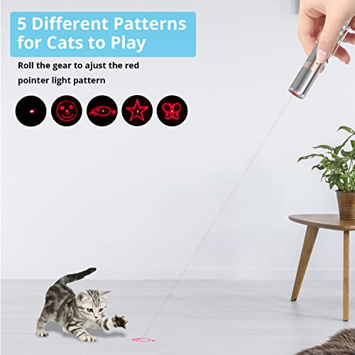 EAWONGEE Cat Interactive Toys for Indoor Cats Dogs, Multi-Mode Pet Kitten Red Light Pen Toys, USB Rechargeable Cat Mouse Toys Wand Light for Outdoor Cat Playing Training Chasing