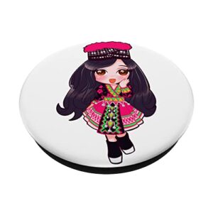 Chibi Hmong Girl PopSockets Swappable PopGrip