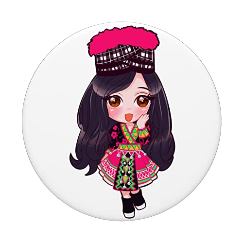 Chibi Hmong Girl PopSockets Swappable PopGrip