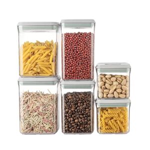 cosystora airtight food storage containers set 6 pieces pop open clear plastic canisters with lids,bpa free, kitchen pantry organization and storage containers for bakery cookies nuts sugar storage