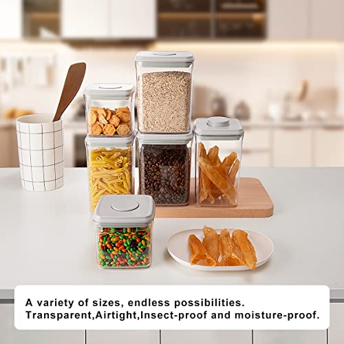 CosyStora Airtight Food Storage Containers Set 6 Pieces POP Open Clear Plastic Canisters with lids,BPA Free, Kitchen Pantry Organization and Storage Containers for Bakery Cookies Nuts Sugar Storage