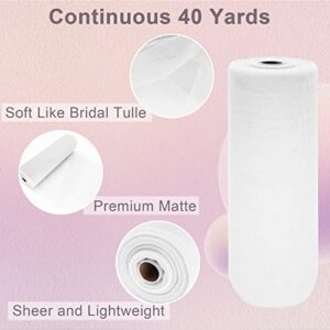 White Tulle Fabric Roll Spool Bolt (54 Inch by 40 Yards) Large Tulle Wedding Party Decoration, Tutu Skirt, Table Runner, Gift Wrapping, Bridal Shower, Soft & Drape (White)